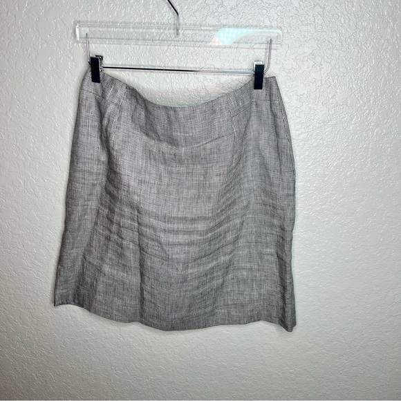 Talbots Black and White Houndstooth Irish Linen Skirt - Picture 2 of 8